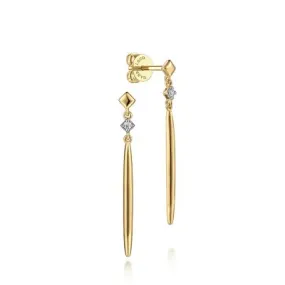 14K Yellow Gold 0.04ctw Diamond Drop Earrings