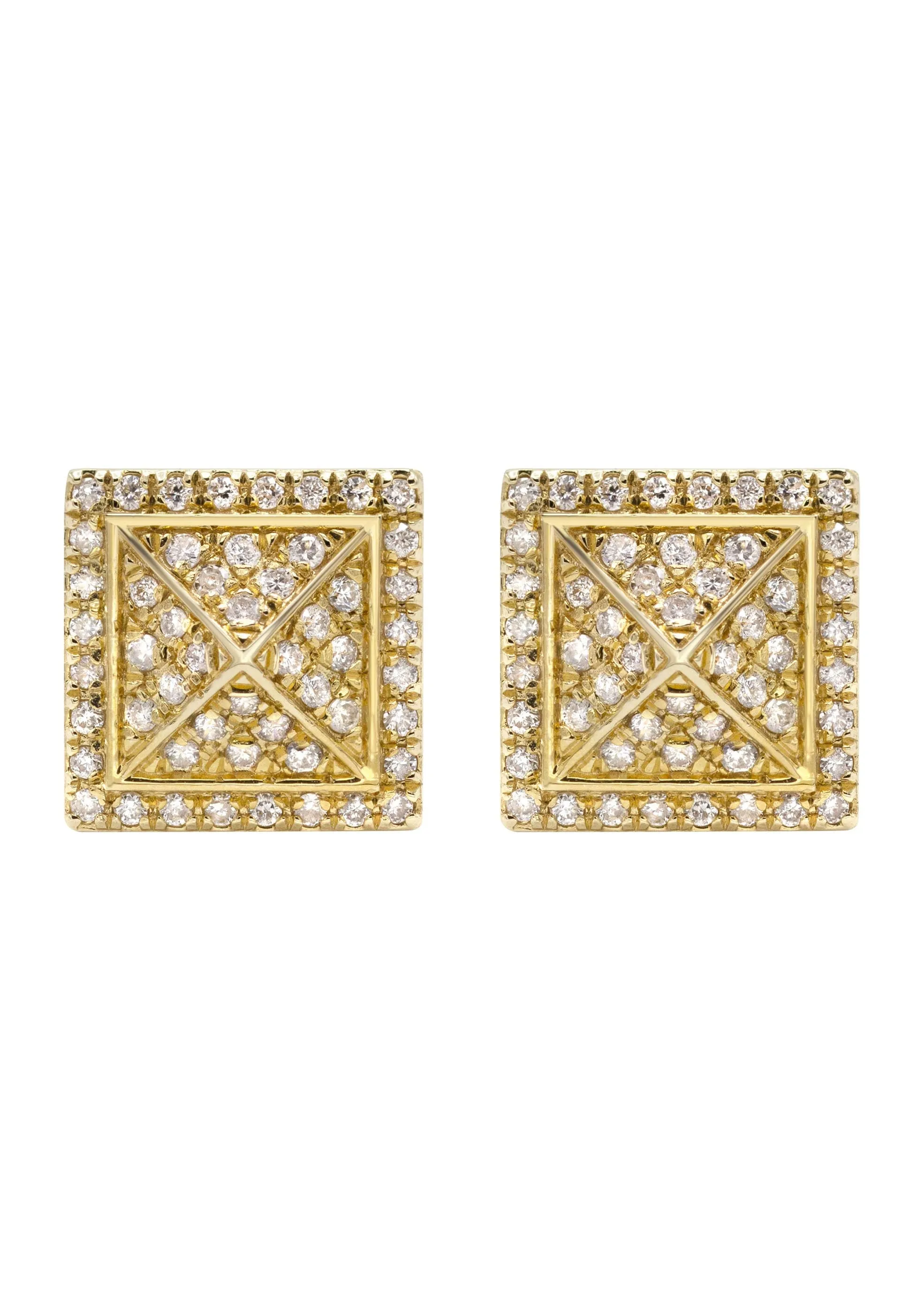 14K Yellow Gold Diamond Earrings For Men | 0.27 Carats | 2.3 Grams