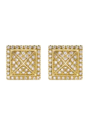 14K Yellow Gold Diamond Earrings For Men | 0.27 Carats | 2.3 Grams