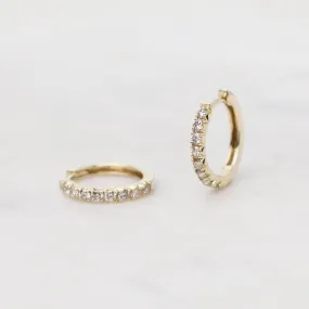 14k Yellow Gold Diamond Huggies