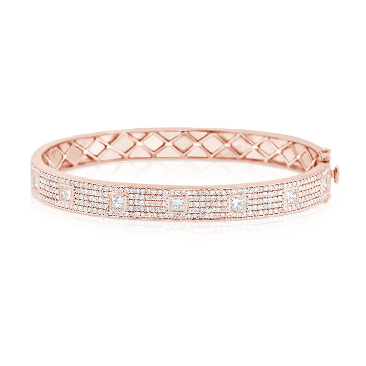 14K Yellow Gold Diamond Pave Hinged Bangle