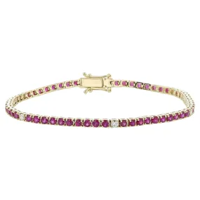 14K Yellow Gold Ruby and Diamond Bracelet