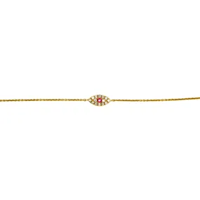 14kt gold Diamond Mini Evil Eye Bracelet