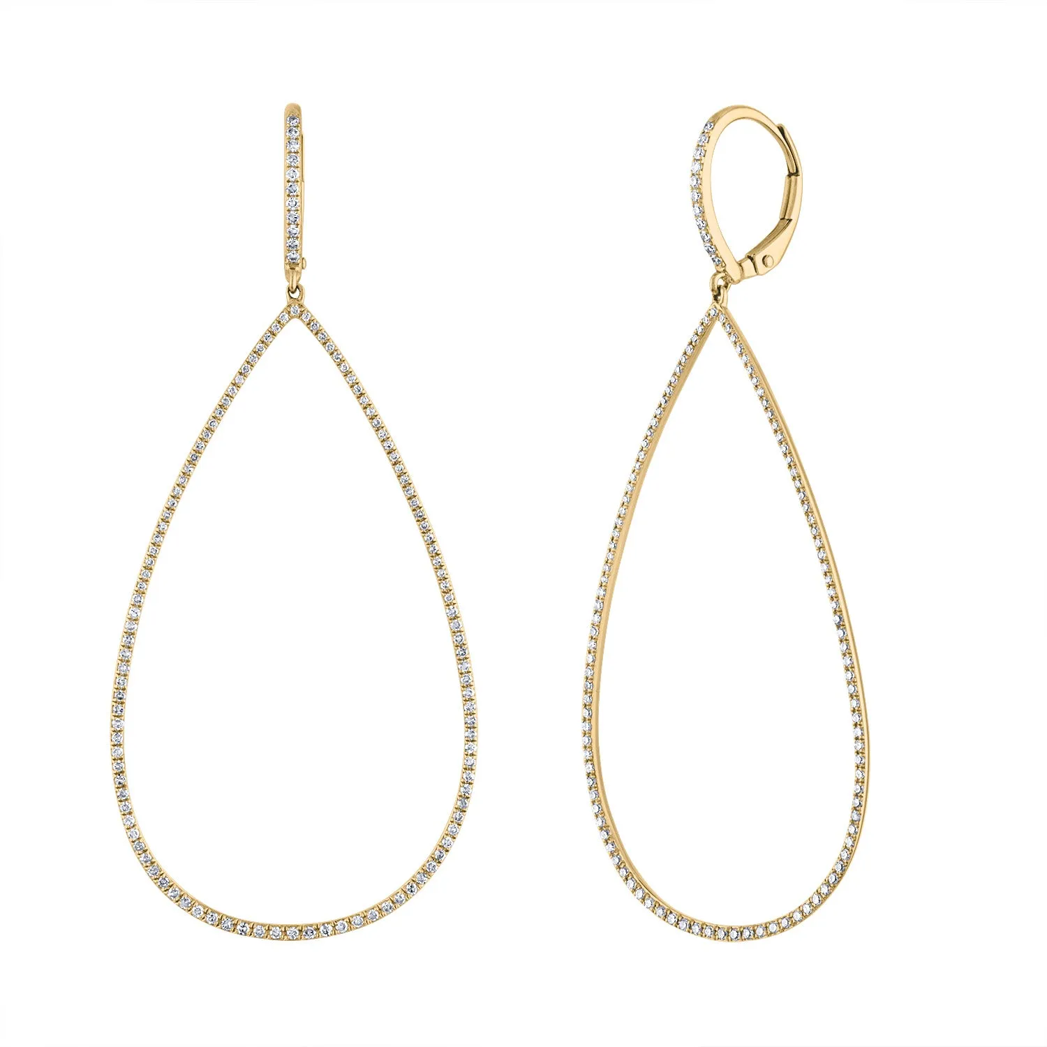 14KT GOLD DIAMOND OPEN TEARDROP EARRING