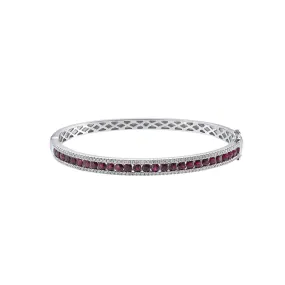 14KT White Gold Ruby And Diamond Bangle Bracelet