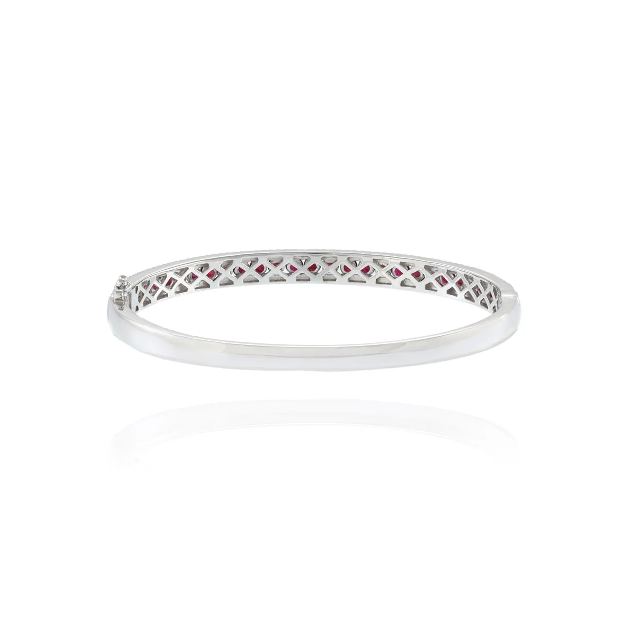 14KT White Gold Ruby And Diamond Bangle Bracelet