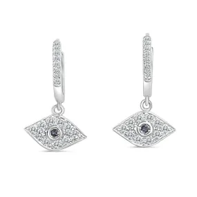 14KW 36DIA(S/C) 0.12CT, 2SA0.08CT EVILEYE DANGLE EARRINGS (121EB3537ASDD)