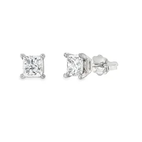 14KW Princess Cut Diamond Stud Earrings w/ 0.55 ctw