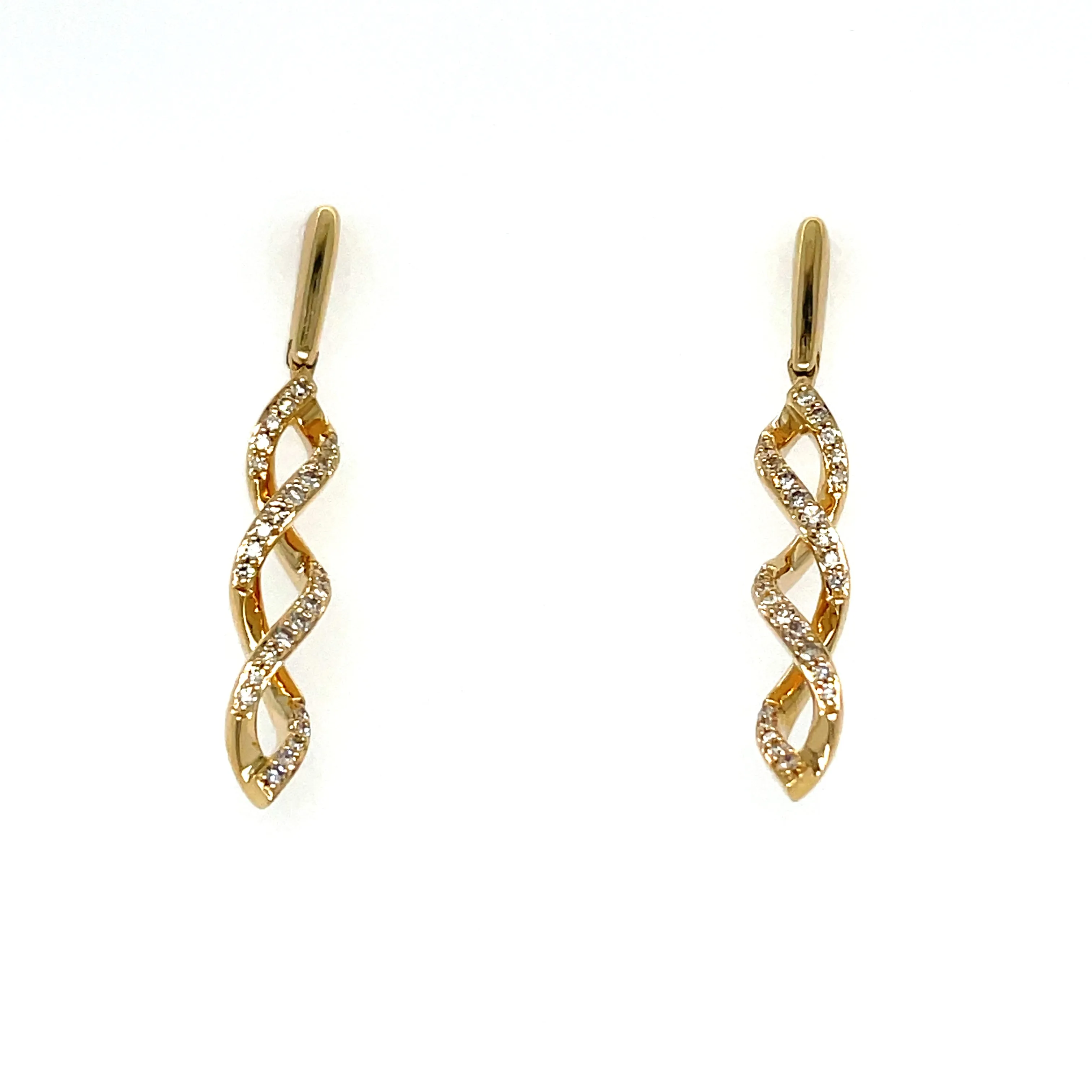 14KY Diamond Swirl Earrings w/ 0.20 ctw