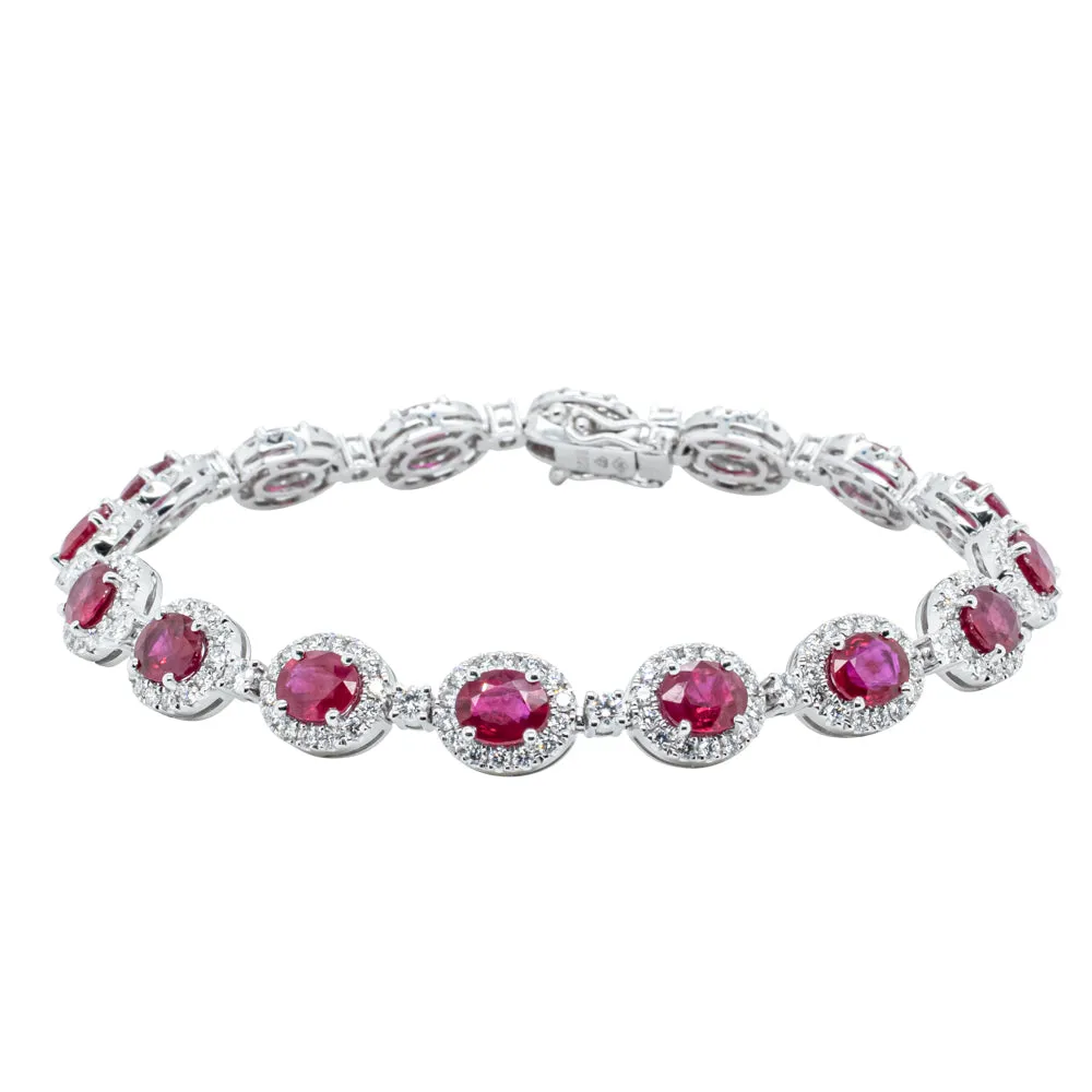 18ct White Gold Ruby and Diamond Bracelet