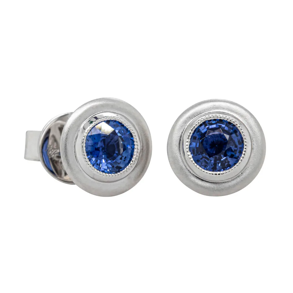 18ct White Gold Sapphire Stud Earrings