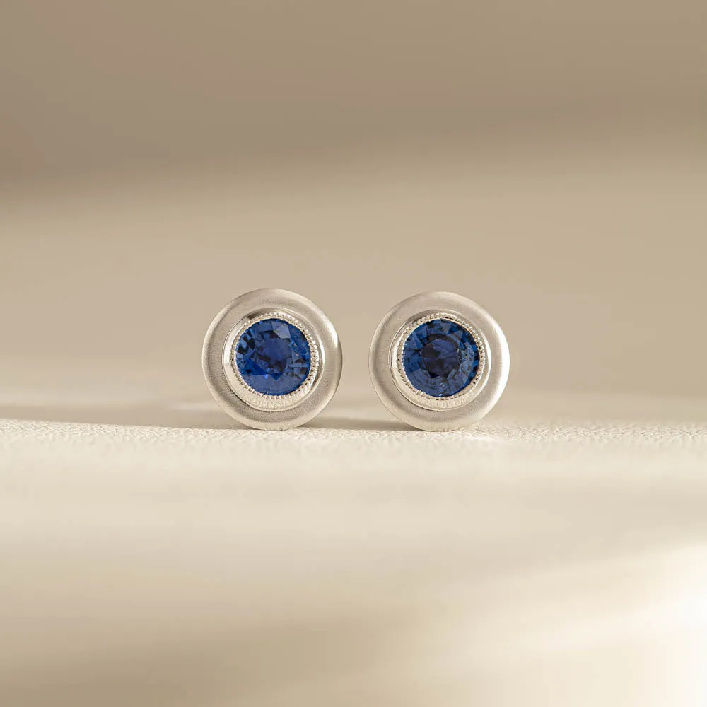 18ct White Gold Sapphire Stud Earrings