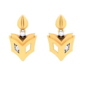 18k Book-shaped Gold & Diamond Drop Earrings From Diamond Collection