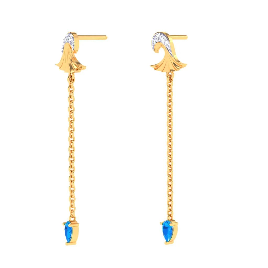 18k Enchanting Gold Diamond Earrings For Women For Monsoon