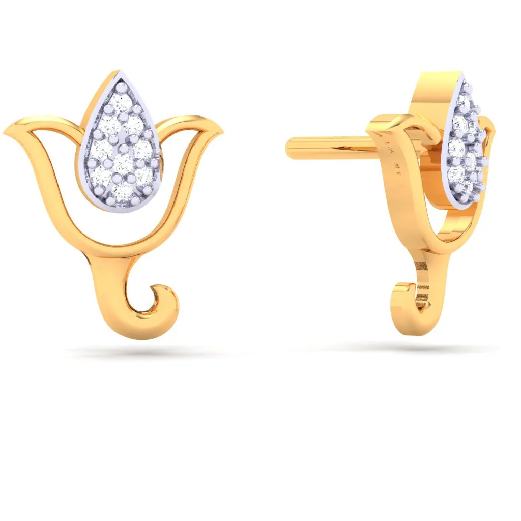 18k Flower Shaped Diamond Stud Earring From Diamond Collection