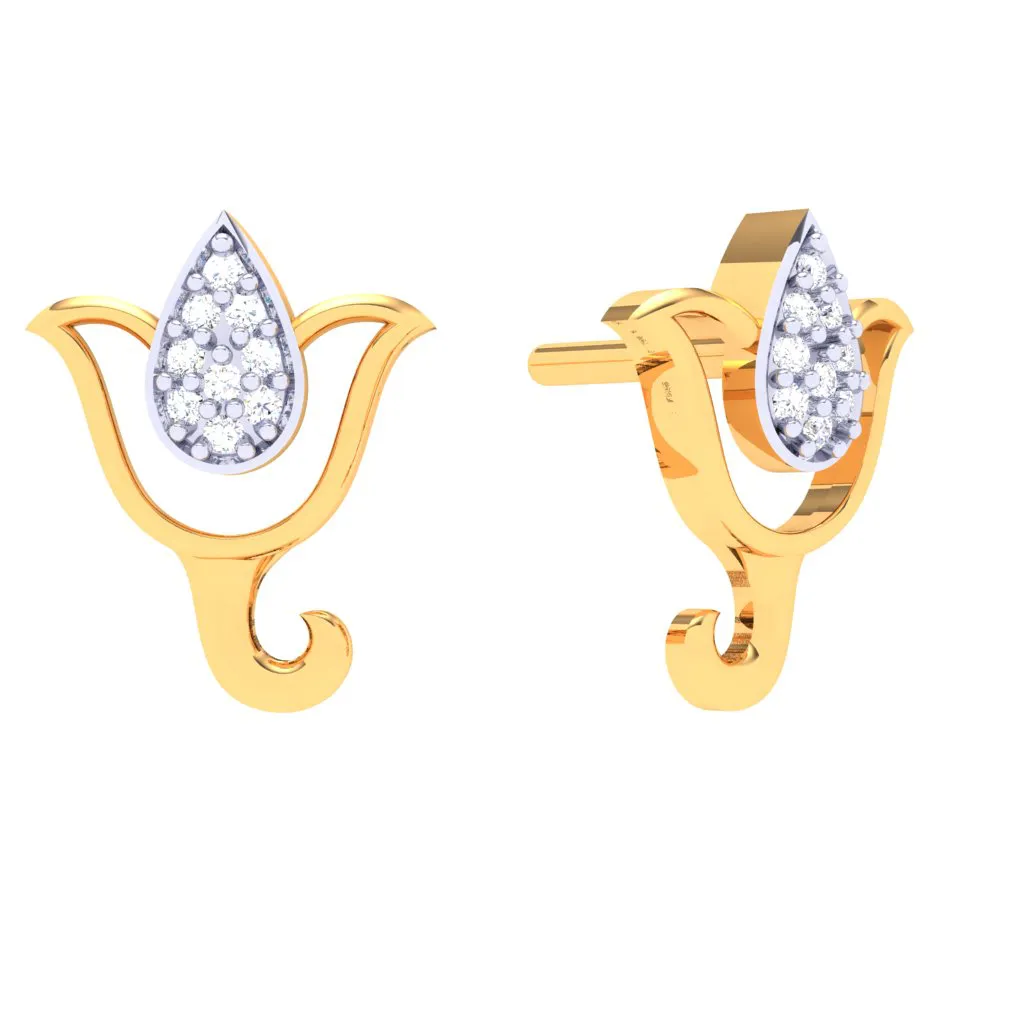 18k Flower Shaped Diamond Stud Earring From Diamond Collection