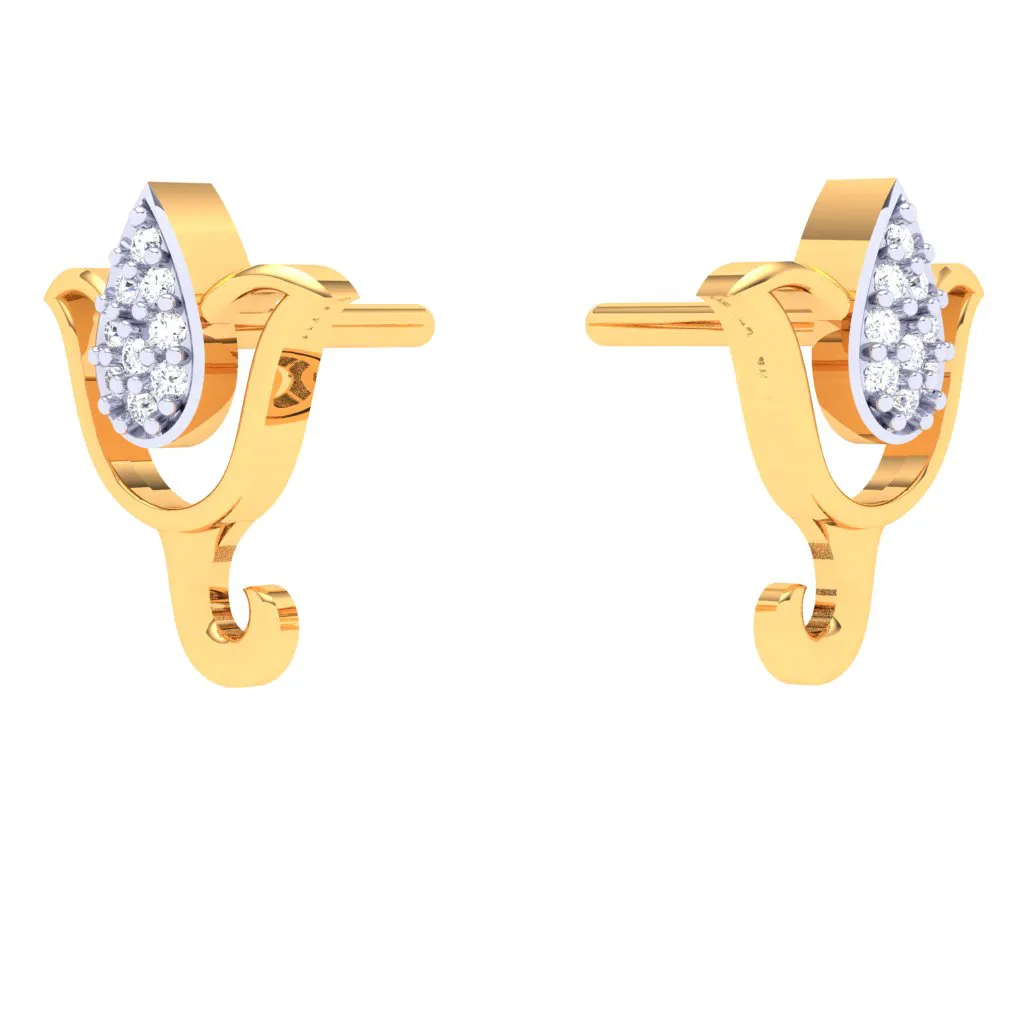 18k Flower Shaped Diamond Stud Earring From Diamond Collection