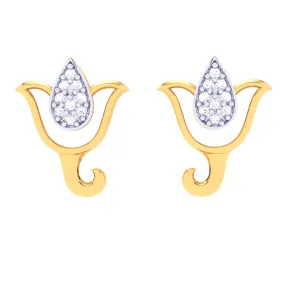 18k Flower Shaped Diamond Stud Earring From Diamond Collection