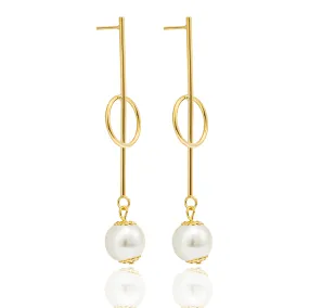 18K Gold Filled Pearl Drop Earrings (K157)