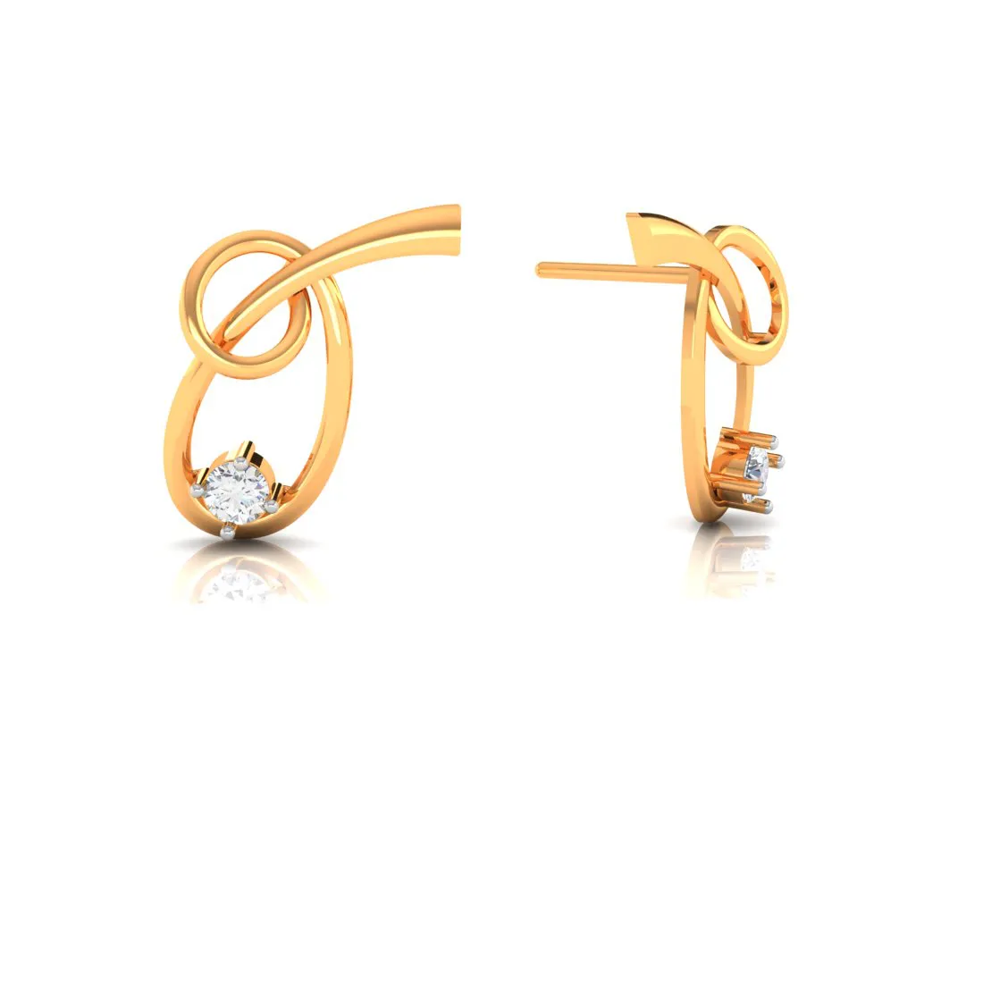 18k Kalka Shape Gold & Diamond Earrings