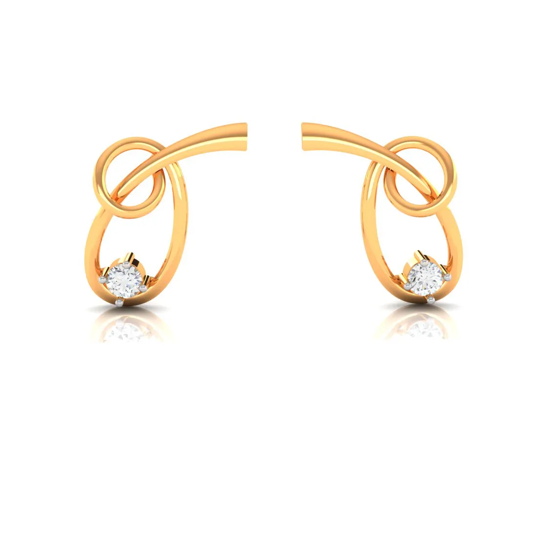 18k Kalka Shape Gold & Diamond Earrings