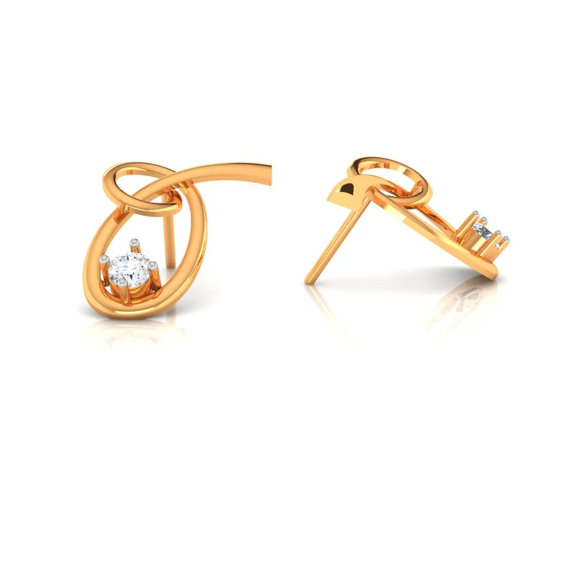 18k Kalka Shape Gold & Diamond Earrings