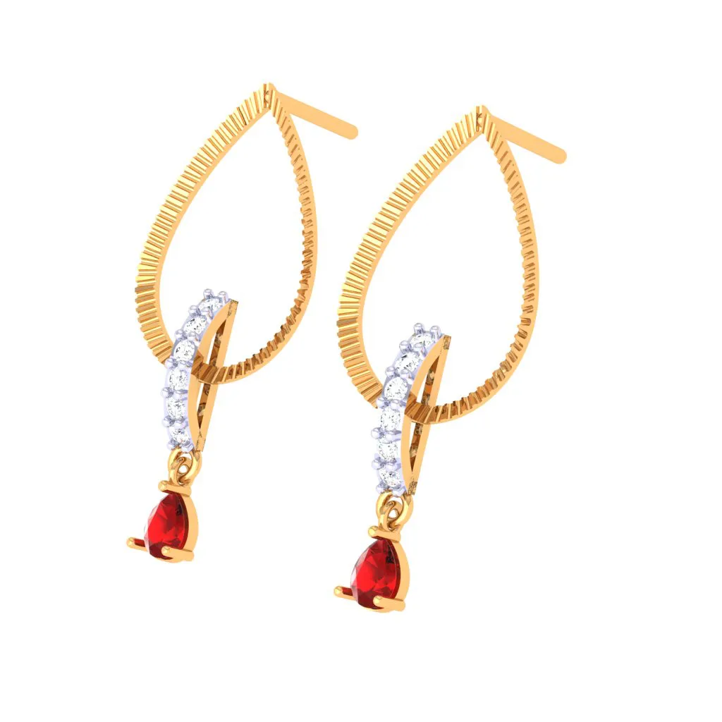 18KT Stone Studded Dazzling Gold And Diamond Earrings