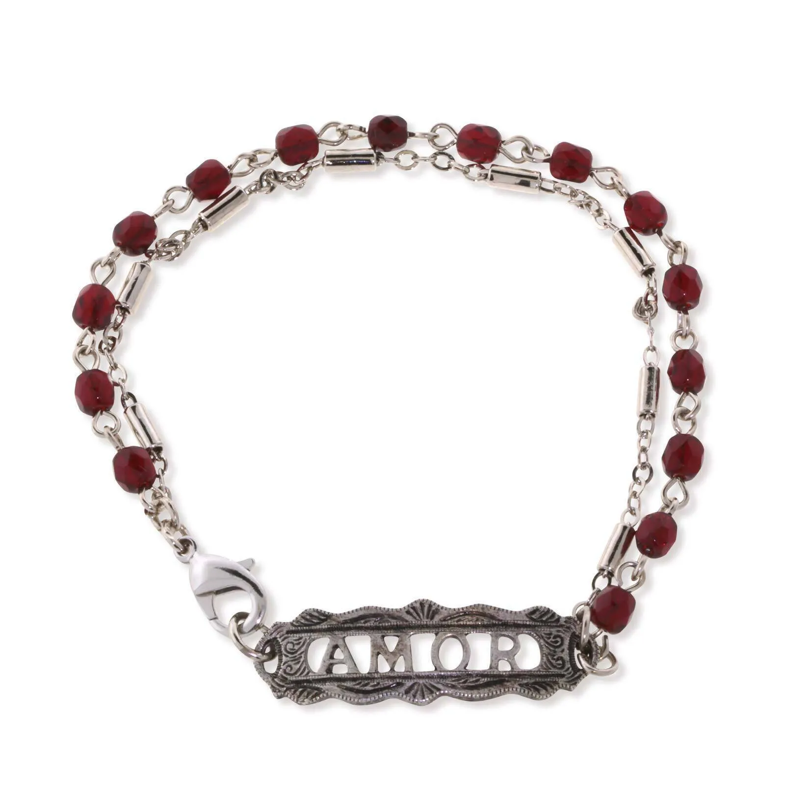 1928 Jewelry Amor Siam Red Beaded Chain Bracelet