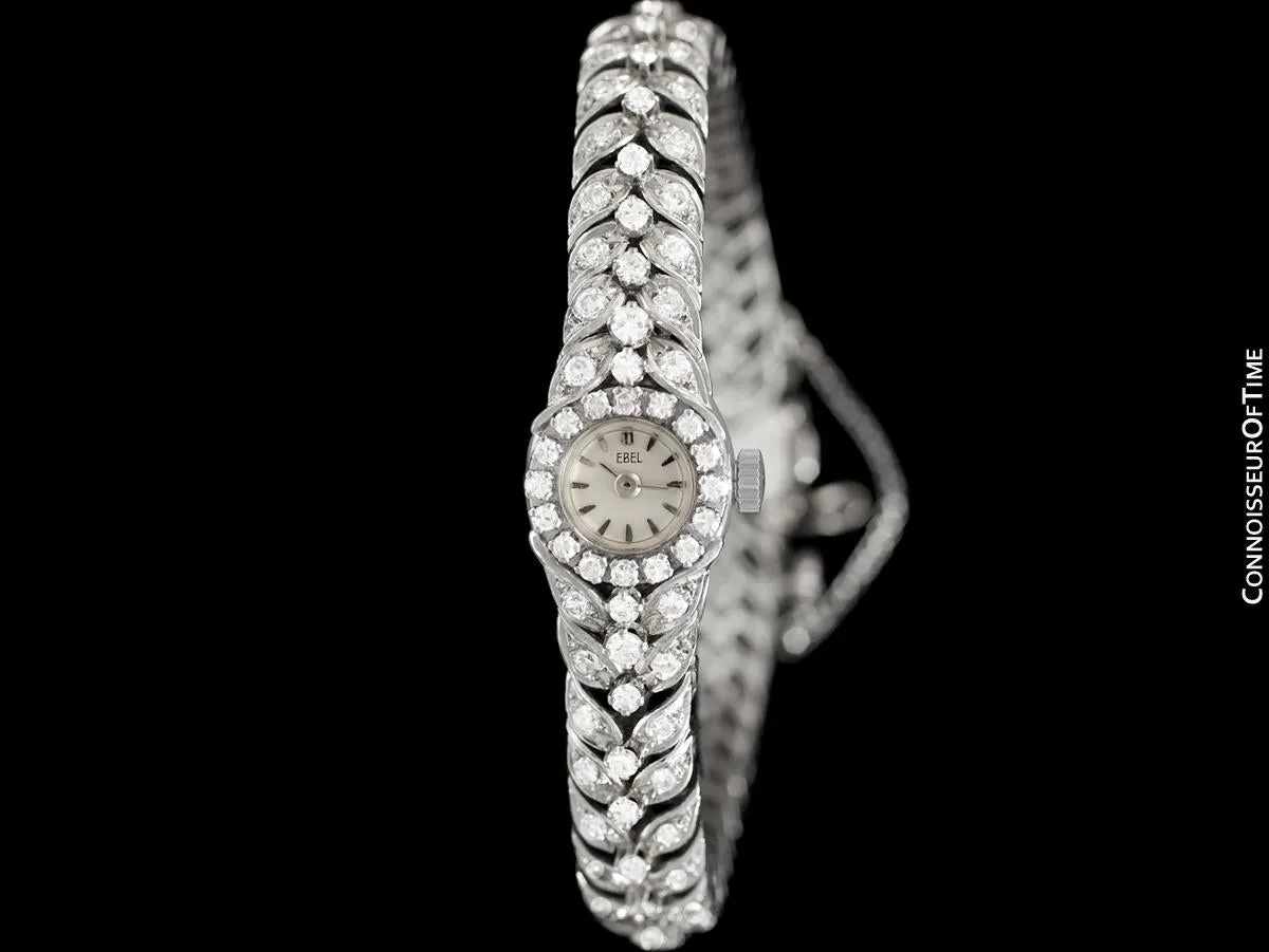 1950's Ebel Vintage Ladies 3.5 Carat Cocktail Watch - 18K White Gold & Diamonds