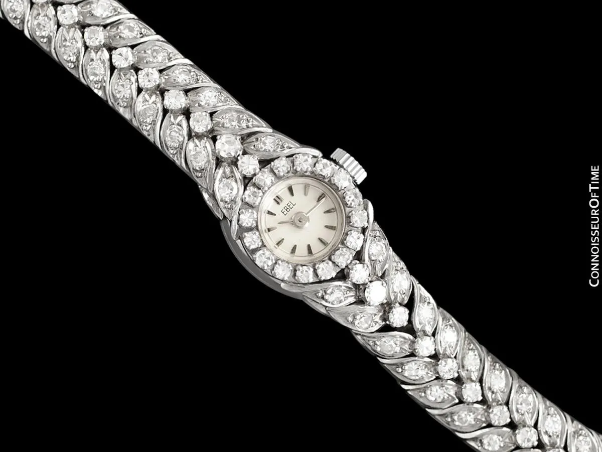 1950's Ebel Vintage Ladies 3.5 Carat Cocktail Watch - 18K White Gold & Diamonds