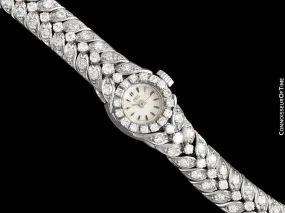 1950's Ebel Vintage Ladies 3.5 Carat Cocktail Watch - 18K White Gold & Diamonds