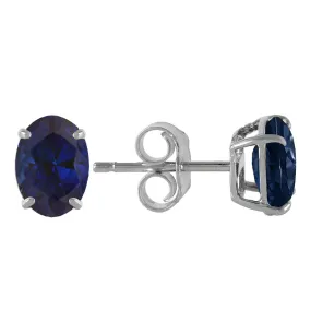 2 Carat 14K Solid White Gold Stud Earrings Natural Sapphire