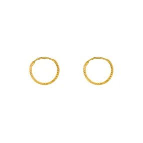 22K Yellow Gold Hammered Hoops, 1.8 Grams