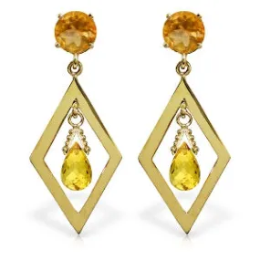 2.4 Carat 14K Solid Yellow Gold Euphoria Citrine Earrings