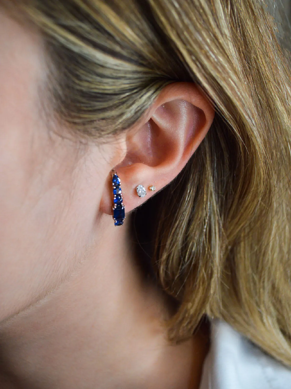 2.50ct Sapphire 18K Gold Climber Earrings