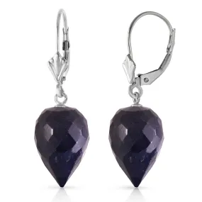 25.7 Carat 14K Solid White Gold Drop Briolette Sapphire Earrings