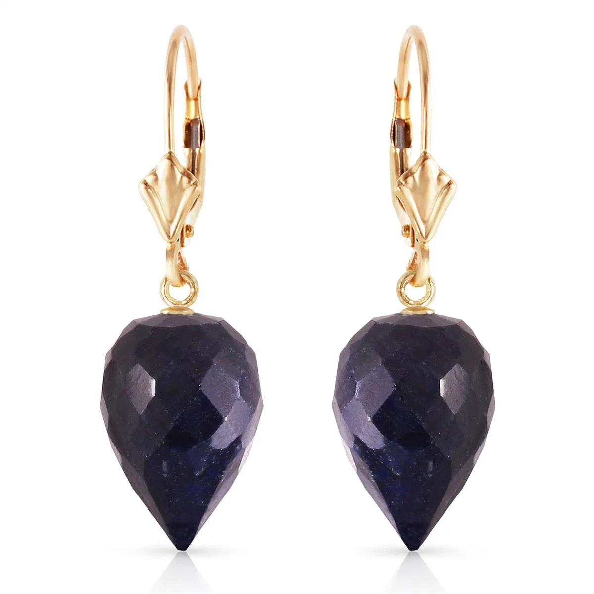 25.7 Carat 14K Solid Yellow Gold Drop Briolette Sapphire Earrings