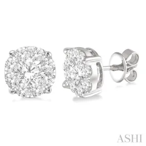 3 Ctw Lovebright Round Cut Diamond Stud Earrings in 14K White Gold