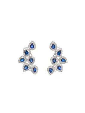 3.06ct Sapphire Diamond 18K Gold Earrings