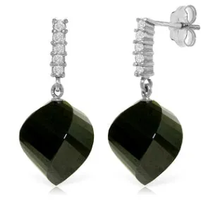 31.15 Carat 14K Solid White Gold Still Night Black Spinel Diamond Earrings