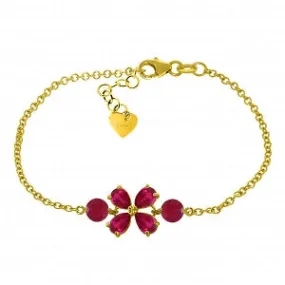 3.15 Carat 14K Solid Yellow Gold Bracelet Natural Ruby