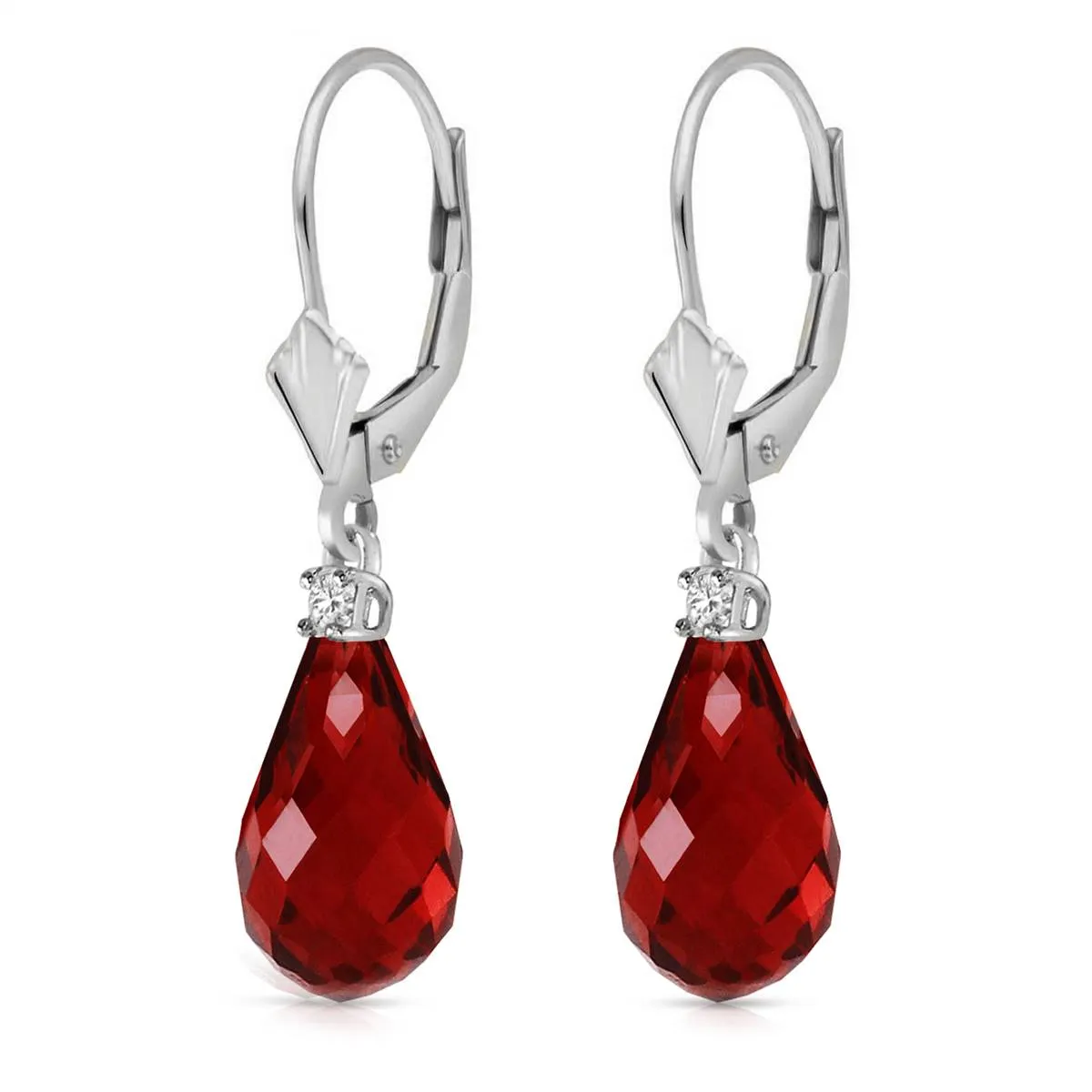 4.6 Carat 14K Solid White Gold Leverback Earrings Diamond Garnet