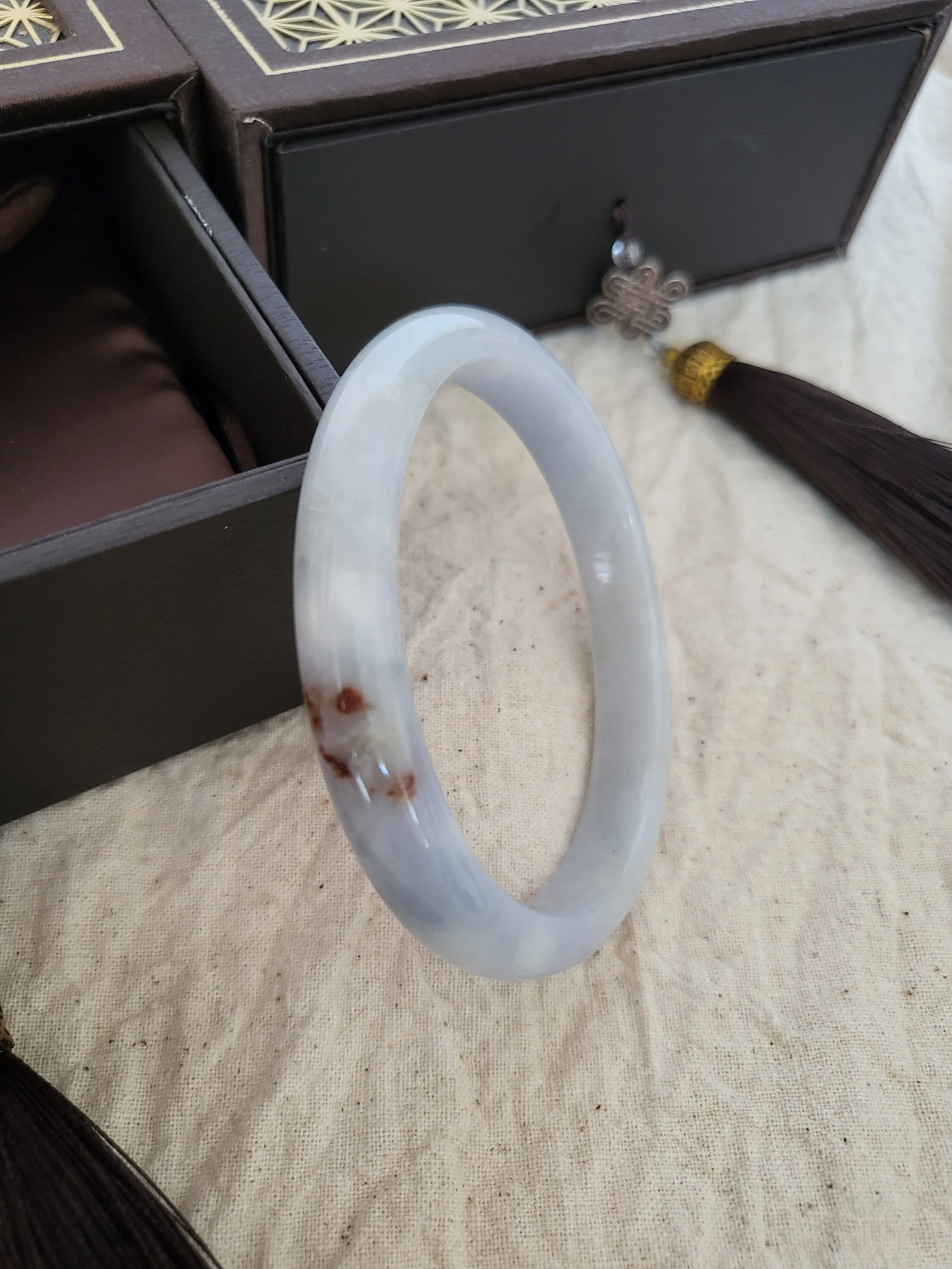 51 mm Lavender Jadeite Grade A Bangle Natural Burma Jade Purple [LAVENDER DREAMS COLLECTION]