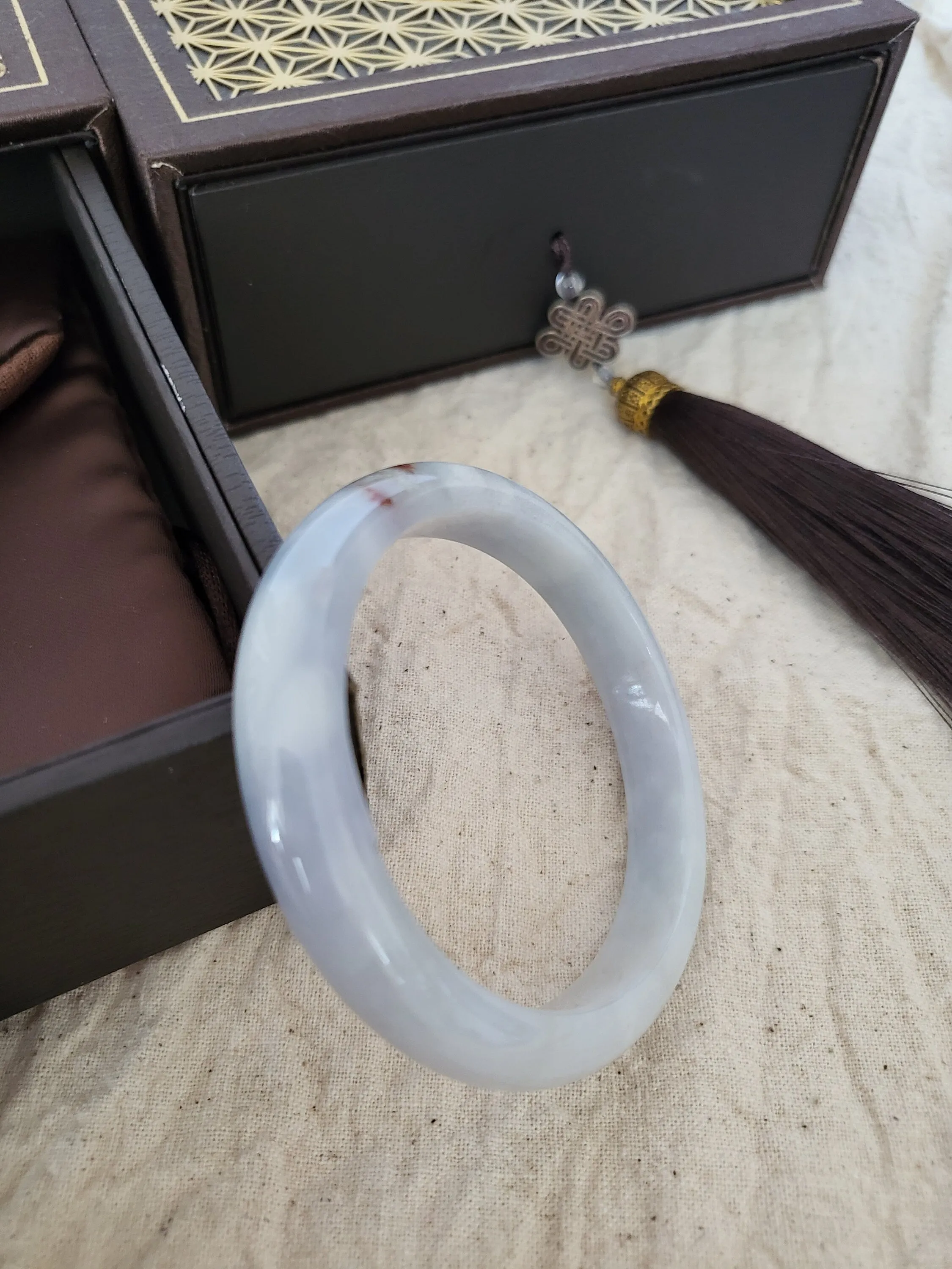 51 mm Lavender Jadeite Grade A Bangle Natural Burma Jade Purple [LAVENDER DREAMS COLLECTION]