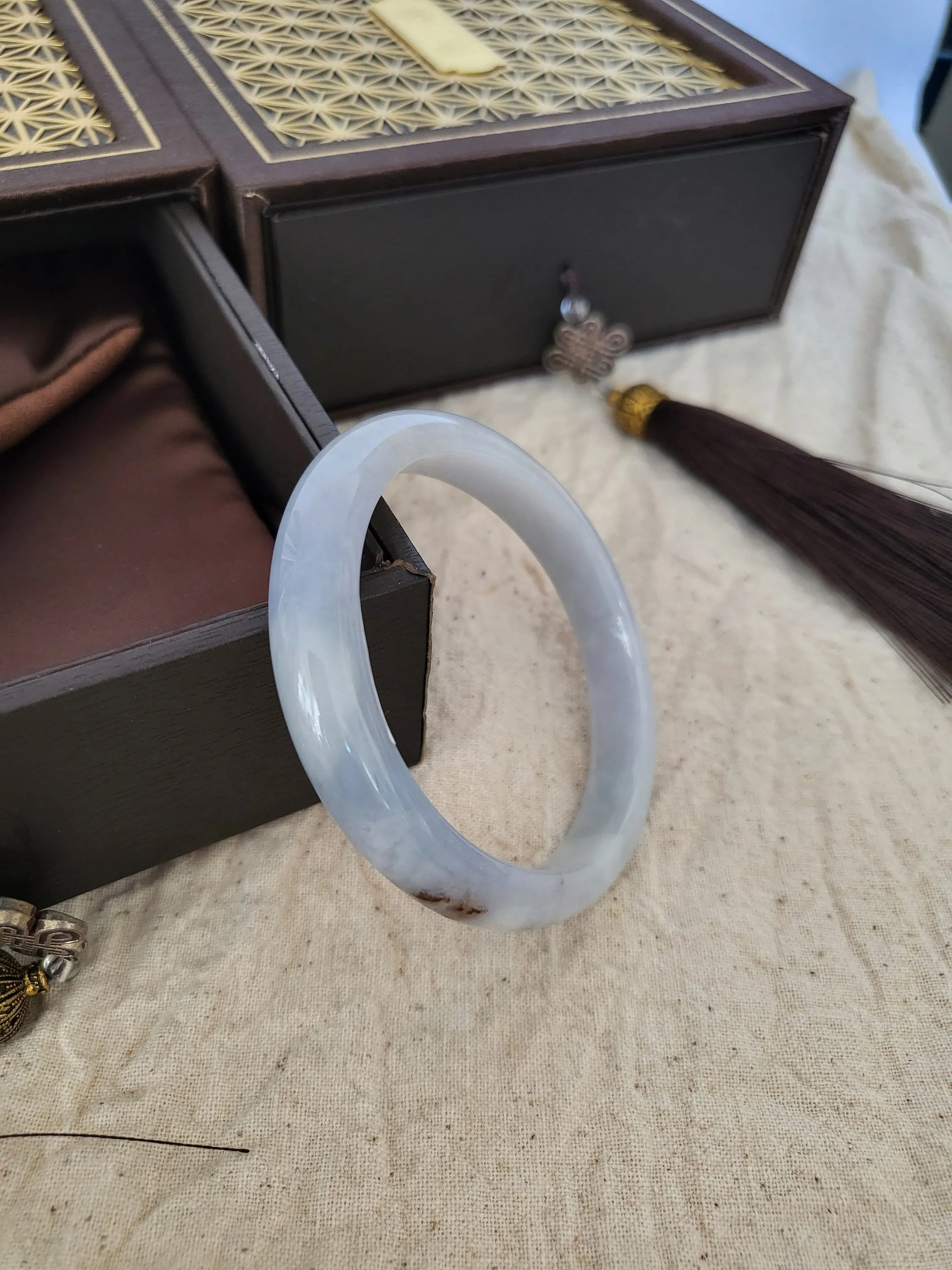 51 mm Lavender Jadeite Grade A Bangle Natural Burma Jade Purple [LAVENDER DREAMS COLLECTION]