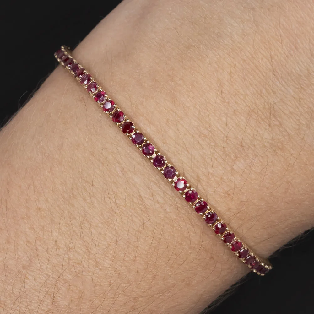 5.19ct RUBY TENNIS BRACELET 14k YELLOW GOLD NATURAL CLASSIC ROUND CUT 5ct GIFT