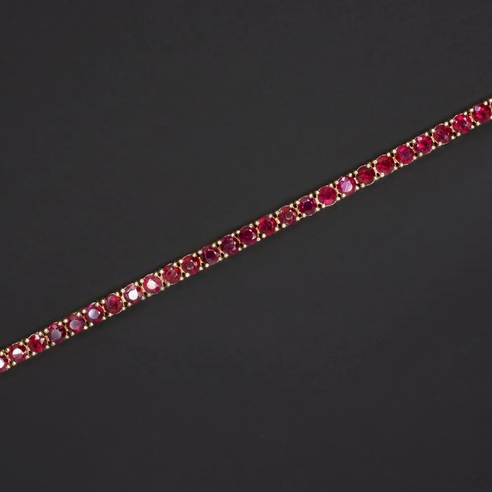 5.19ct RUBY TENNIS BRACELET 14k YELLOW GOLD NATURAL CLASSIC ROUND CUT 5ct GIFT