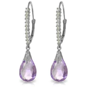 6.3 Carat 14K Solid White Gold Discerning Heart Amethyst Diamond Earrings