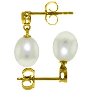 8.03 Carat 14K Solid Yellow Gold Earrings Diamond Pearl