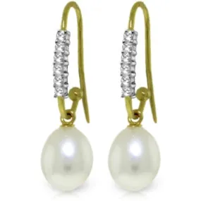 8.18 Carat 14K Solid Yellow Gold Impressions Pearl Diamond Earrings